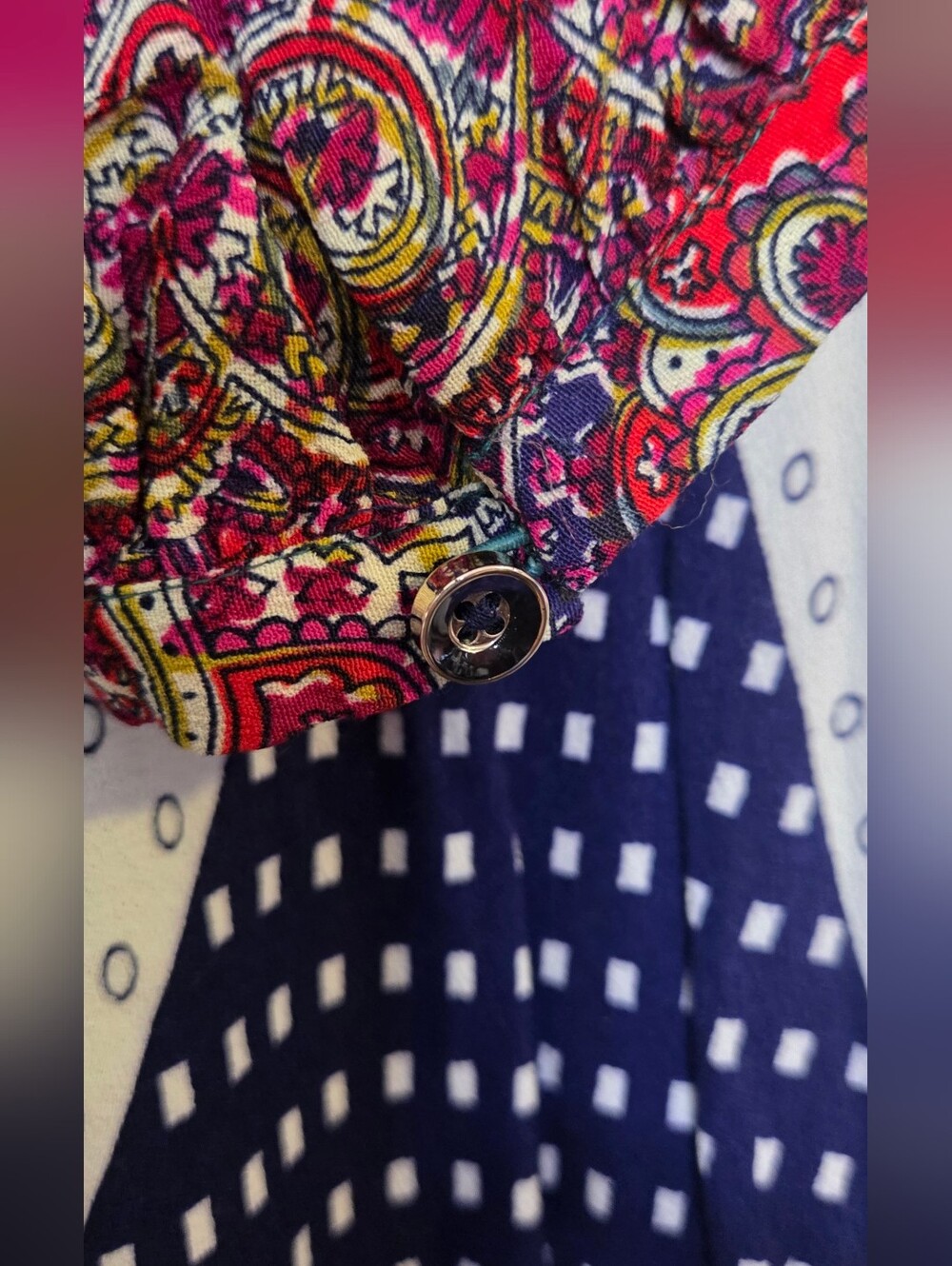 Moulinette Soeurs By Anthropologie - Mixed Print V-Neck Long Sleeve Dress - Picture 14 of 15